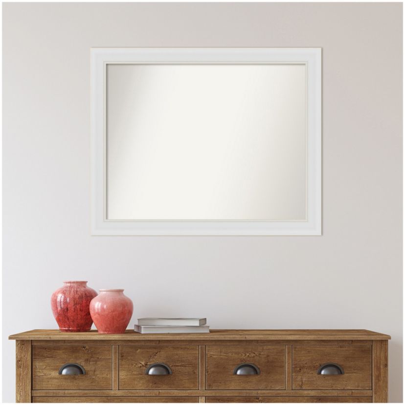 Flair Soft White Narrow Non-Beveled Framed Bathroom Wall Mirror