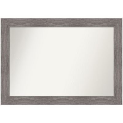 Amanti Art Pinstripe Plank Grey Non-Beveled Framed Bathroom Wall Mirror, Large