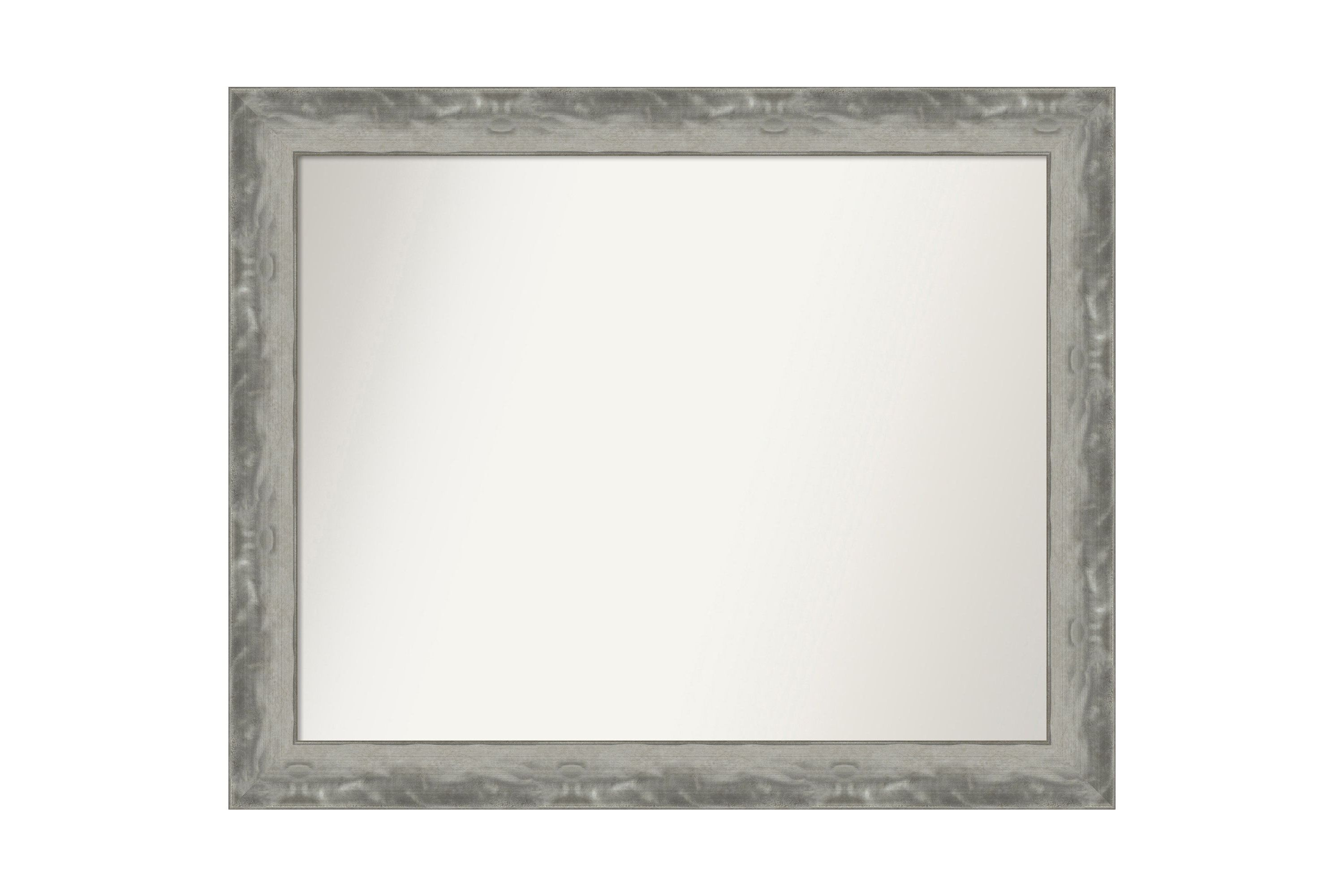 Waveline Silver Narrow Non-Beveled Framed Bathroom Wall Mirror