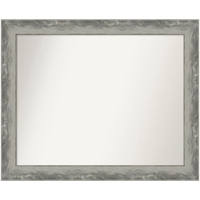 Waveline Silver Narrow Non-Beveled Framed Bathroom Wall Mirror