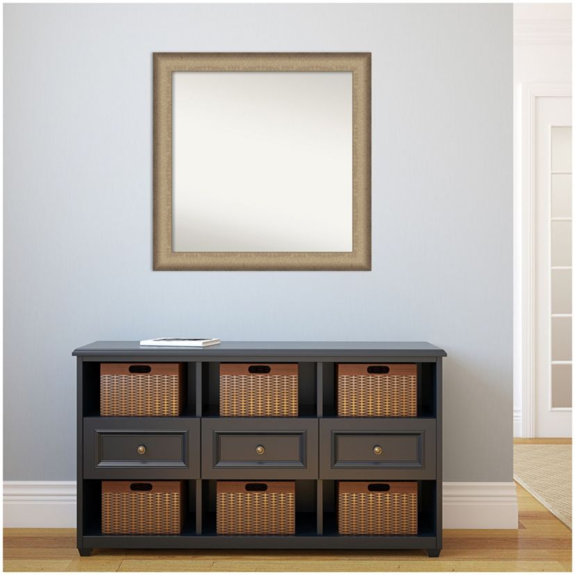 Elegant Brushed Bronze Non-Beveled Framed Bathroom Wall Mirror