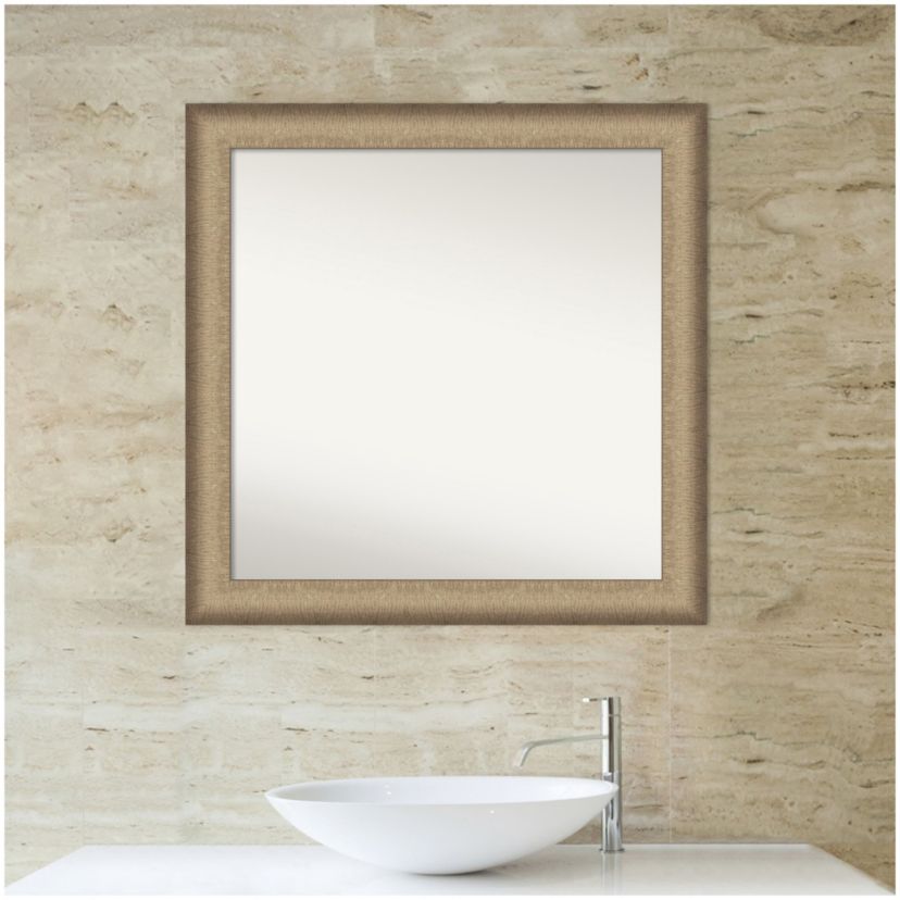 Elegant Brushed Bronze Non-Beveled Framed Bathroom Wall Mirror