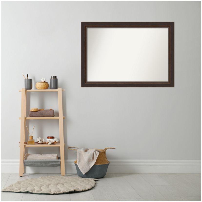 Lara Bronze Non-Beveled Wood Framed Bathroom Wall Mirror