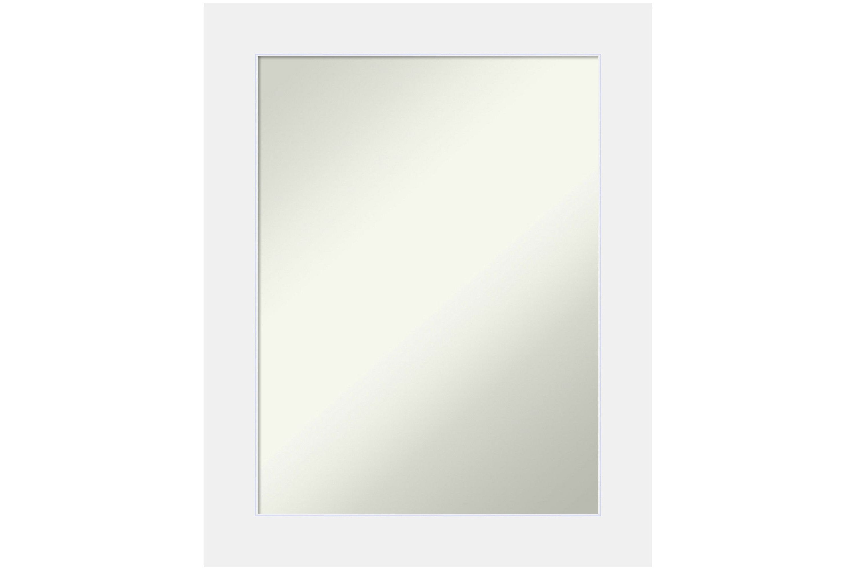 Corvino White Non-Beveled Wood Framed Bathroom Wall Mirror
