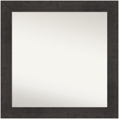 Amanti Art Rustic Plank Espresso Non-Beveled Framed Bathroom Wall Mirror, Brown, Large