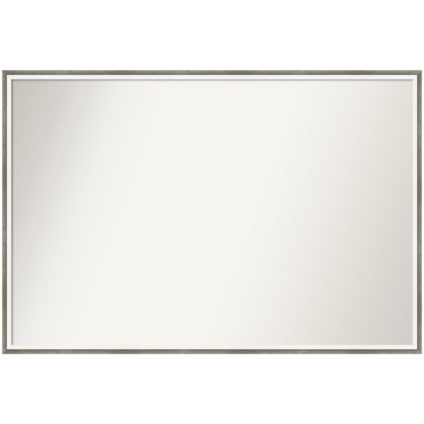 Lucie Silver White Non-Beveled Wood Framed Bathroom Wall Mirror