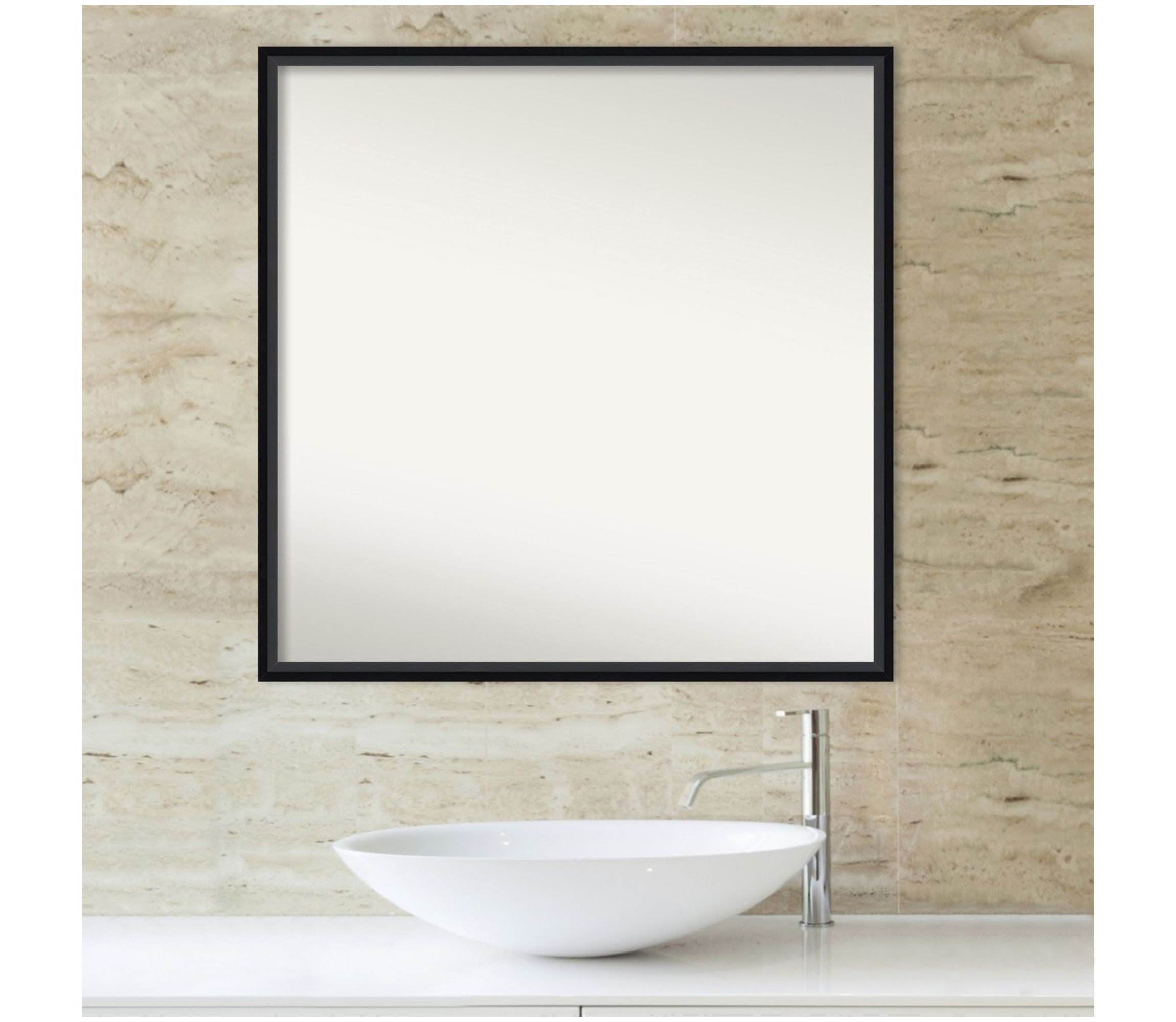 Lucie Black Non-Beveled Wood Framed Bathroom Wall Mirror