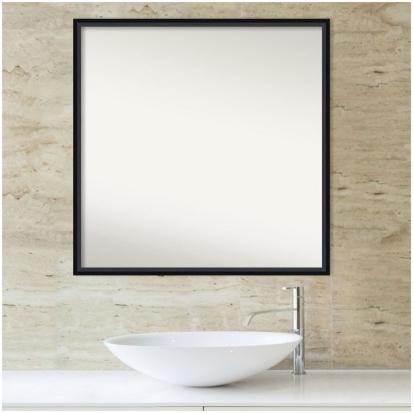 Lucie Black Non-Beveled Wood Framed Bathroom Wall Mirror