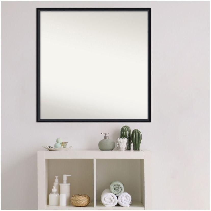 Lucie Black Non-Beveled Wood Framed Bathroom Wall Mirror