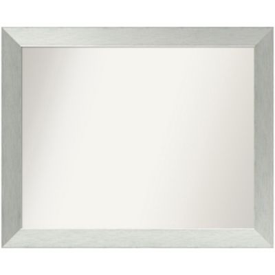 Amanti Art Brushed Sterling Silver Non-Beveled Wood Framed Bathroom Wall Mirror, Large