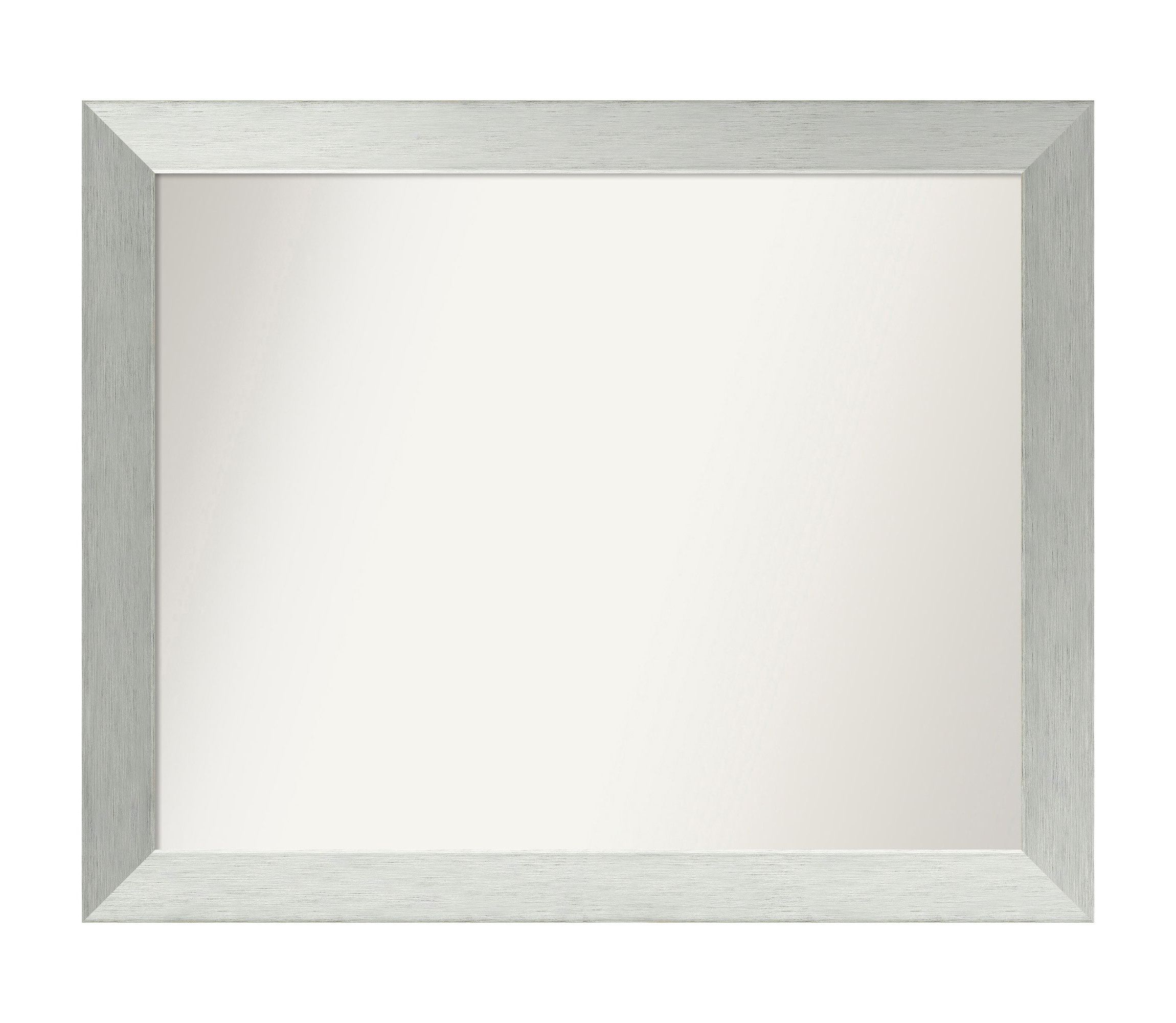 Brushed Sterling Silver Non-Beveled Wood Framed Bathroom Wall Mirror