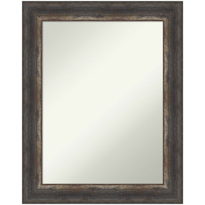 Bark Rustic Char Non-Beveled Framed Bathroom Wall Mirror