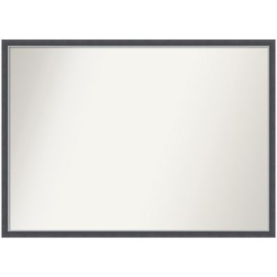 Amanti Art Eva Black Silver Thin Non-Beveled Framed Bathroom Wall Mirror, Large