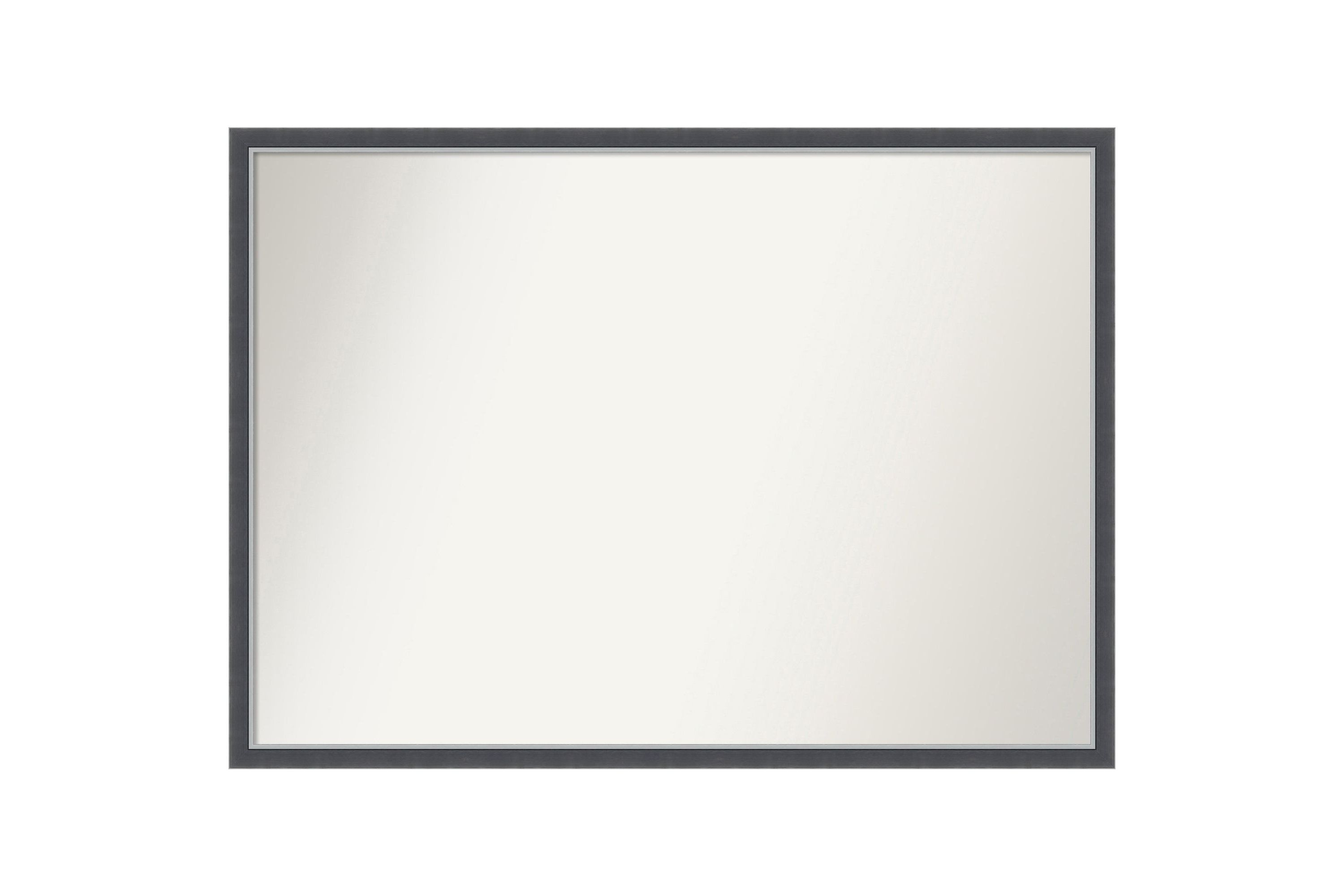 Eva Black Silver Thin Non-Beveled Framed Bathroom Wall Mirror