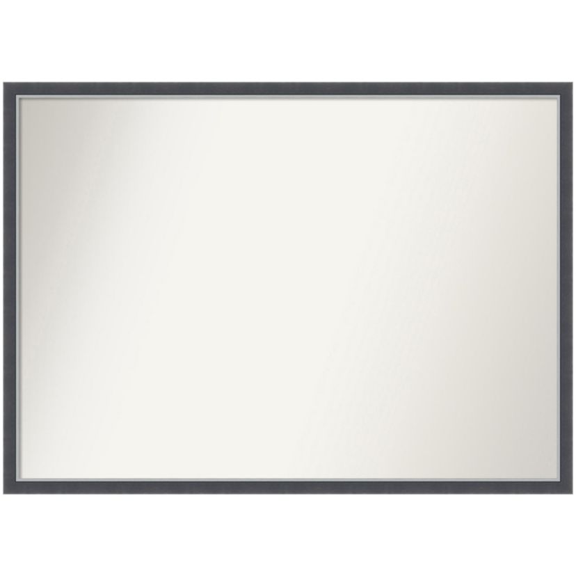 Eva Black Silver Thin Non-Beveled Framed Bathroom Wall Mirror