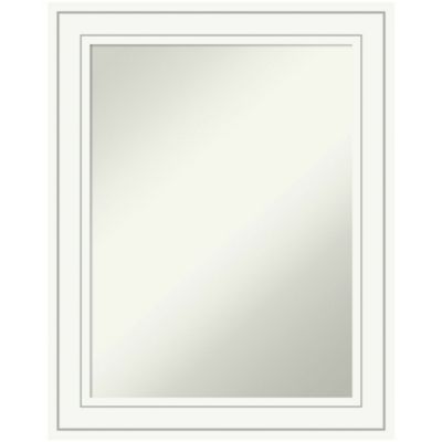Amanti Art Craftsman White Non-Beveled Wood Framed Bathroom Wall Mirror, Large