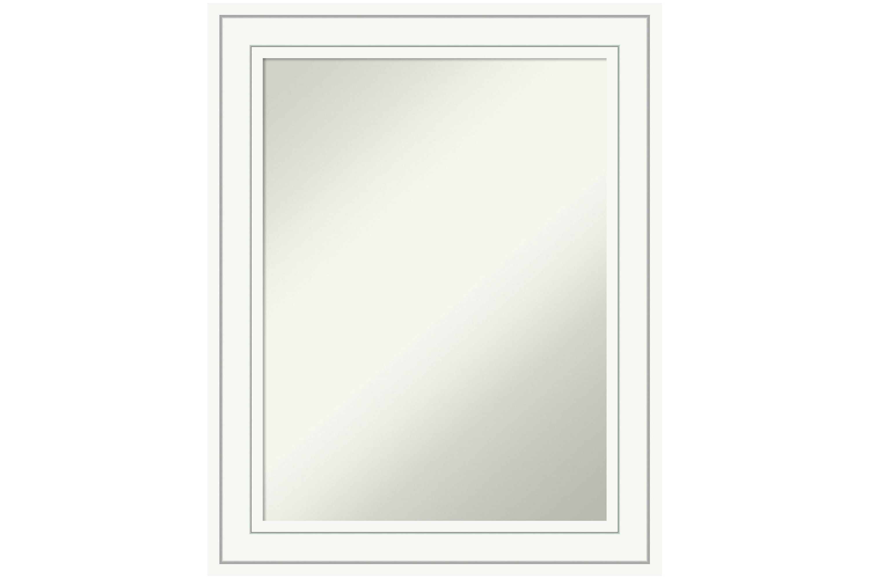 Craftsman White Non-Beveled Wood Framed Bathroom Wall Mirror