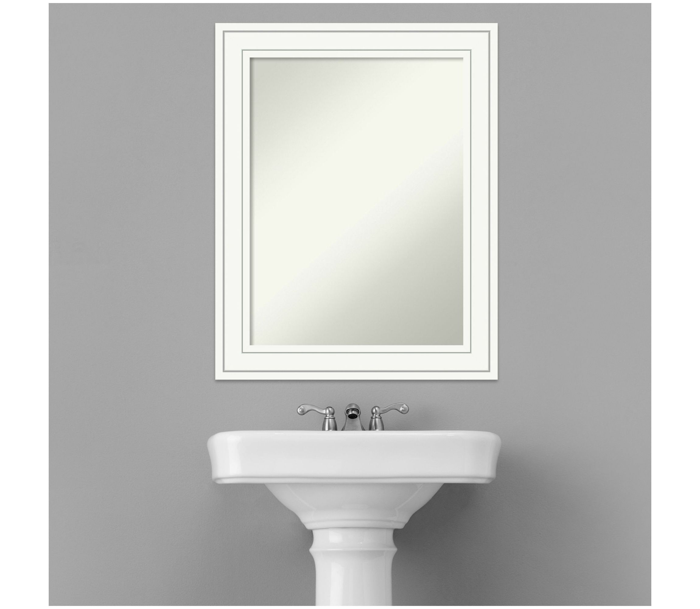 Craftsman White Non-Beveled Wood Framed Bathroom Wall Mirror