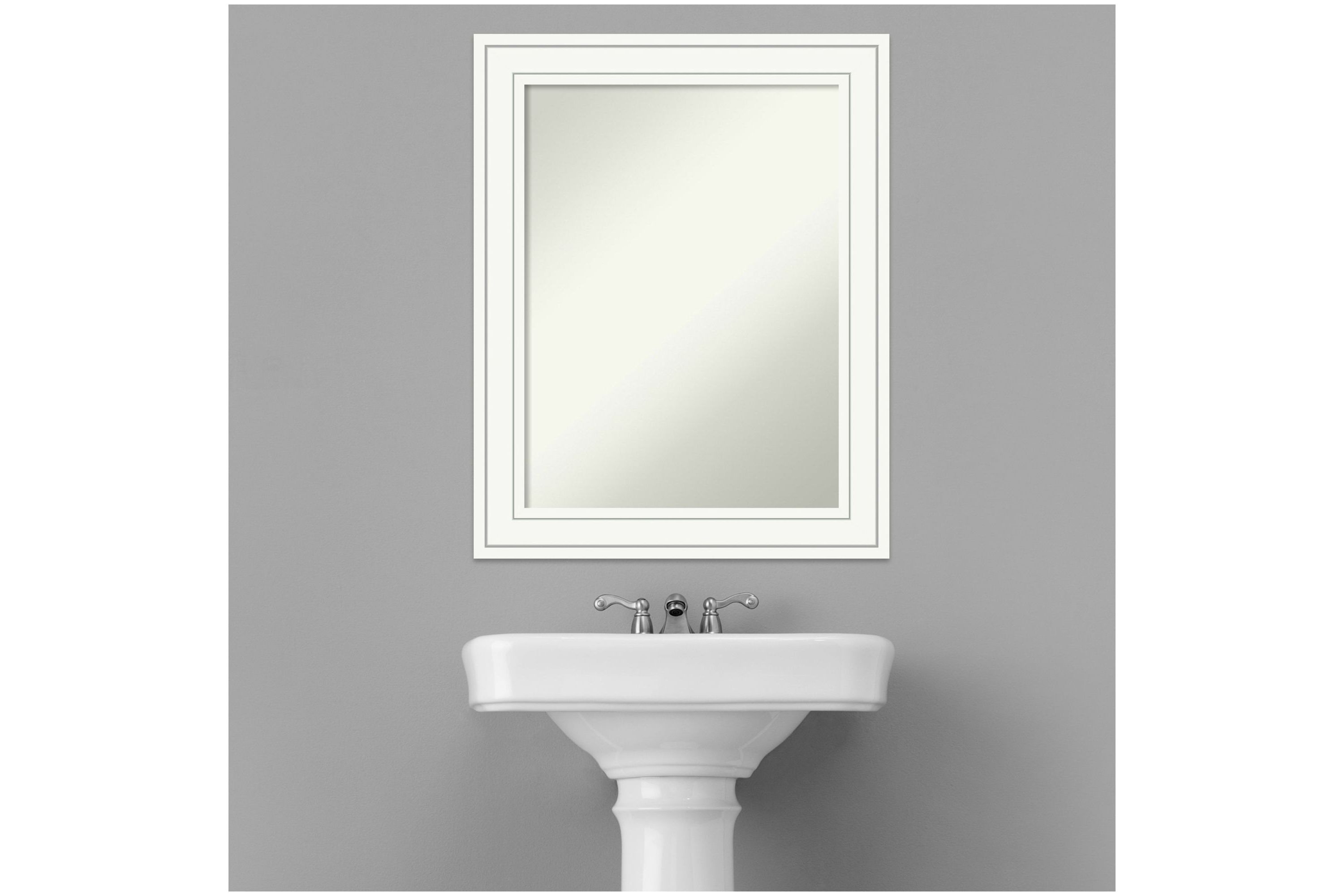 Craftsman White Non-Beveled Wood Framed Bathroom Wall Mirror