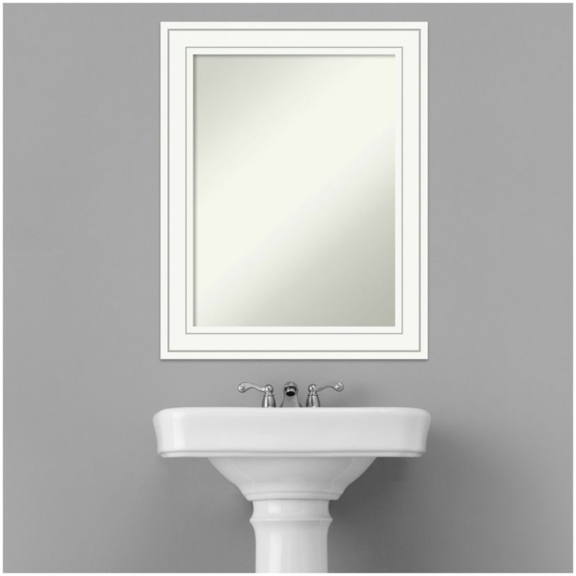 Craftsman White Non-Beveled Wood Framed Bathroom Wall Mirror