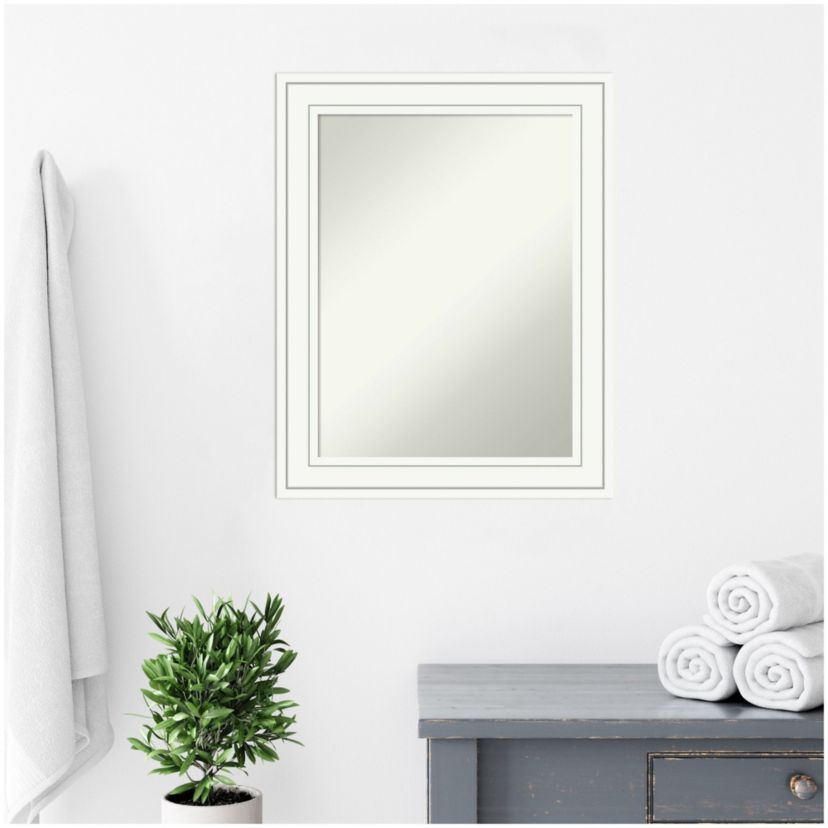 Craftsman White Non-Beveled Wood Framed Bathroom Wall Mirror