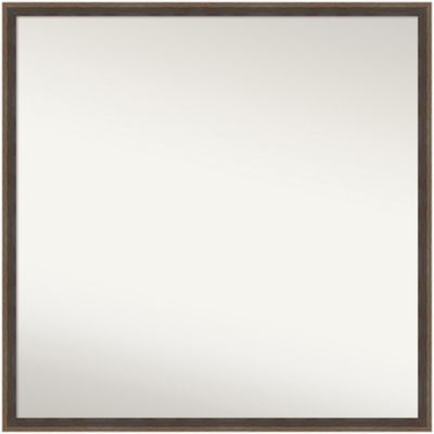 Amanti Art Hardwood Wedge Mocha Non-Beveled Wood Framed Bathroom Wall Mirror, Brown, Large