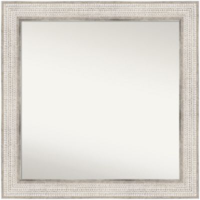 Amanti Art Trellis Silver Non-Beveled Wood Framed Bathroom Wall Mirror, Large