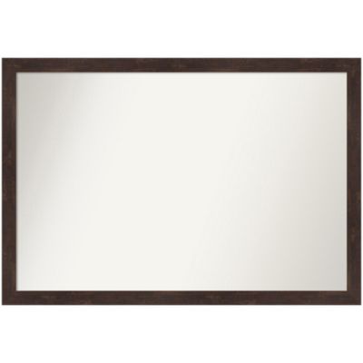 Amanti Art Fresco Dark Walnut Non-Beveled Wood Framed Bathroom Wall Mirror, Brown, XS
