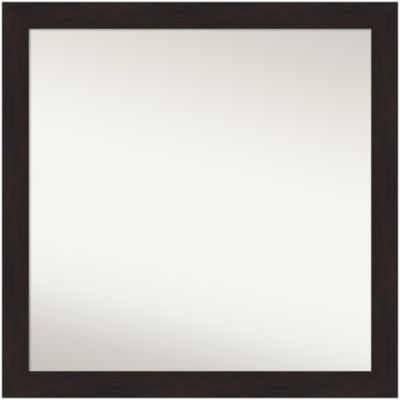Amanti Art Furniture Espresso Narrow Non-Beveled Framed Bathroom Wall Mirror, Brown, Large