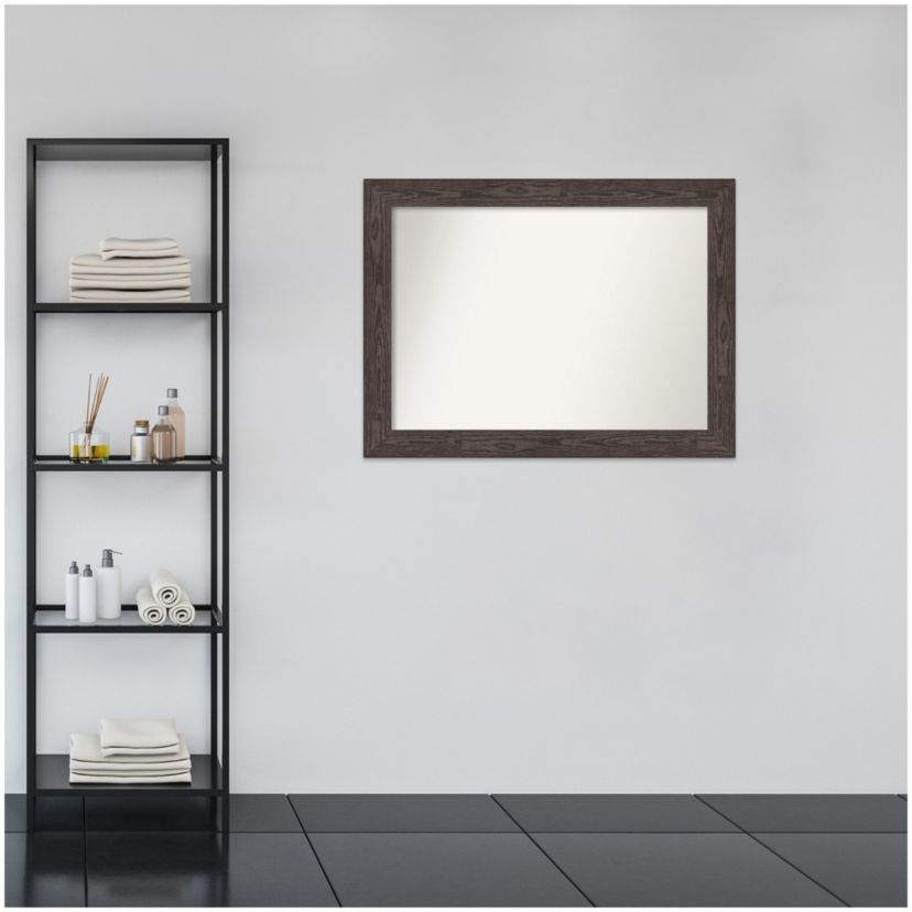 Bridge Black Non-Beveled Wood Framed Bathroom Wall Mirror