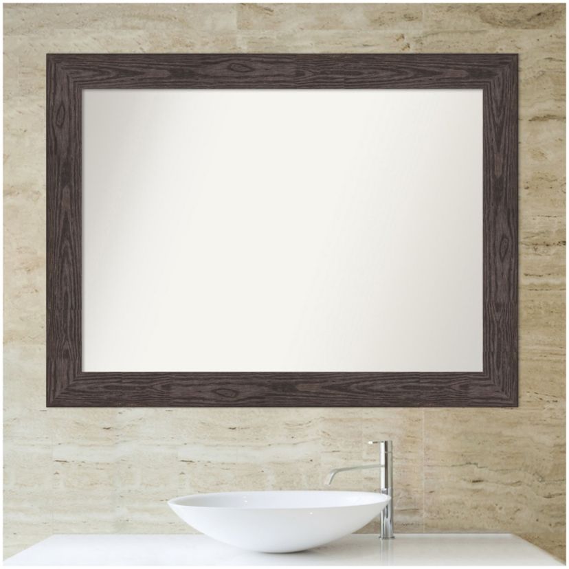 Bridge Black Non-Beveled Wood Framed Bathroom Wall Mirror