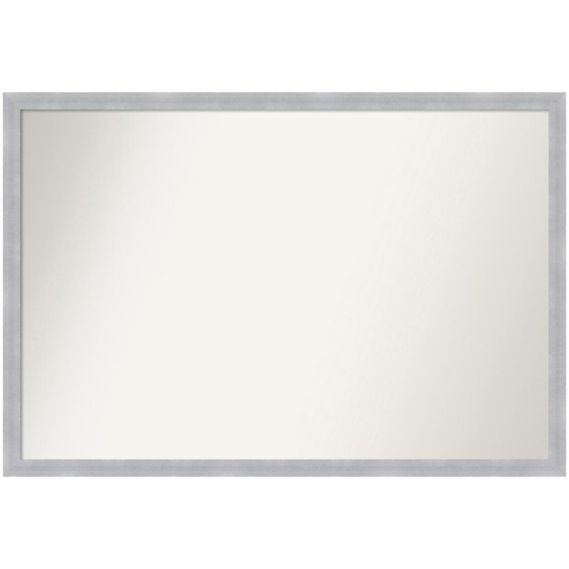 Grace Brushed Nickel Narrow Non-Beveled Framed Bathroom Wall Mirror