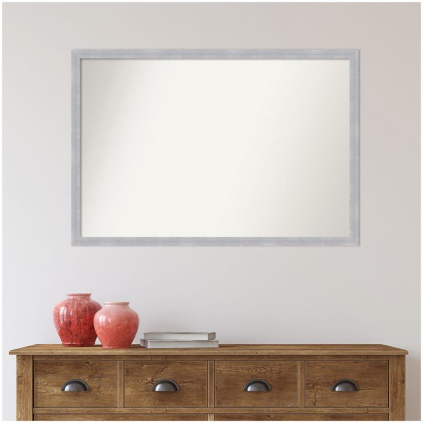 Grace Brushed Nickel Narrow Non-Beveled Framed Bathroom Wall Mirror