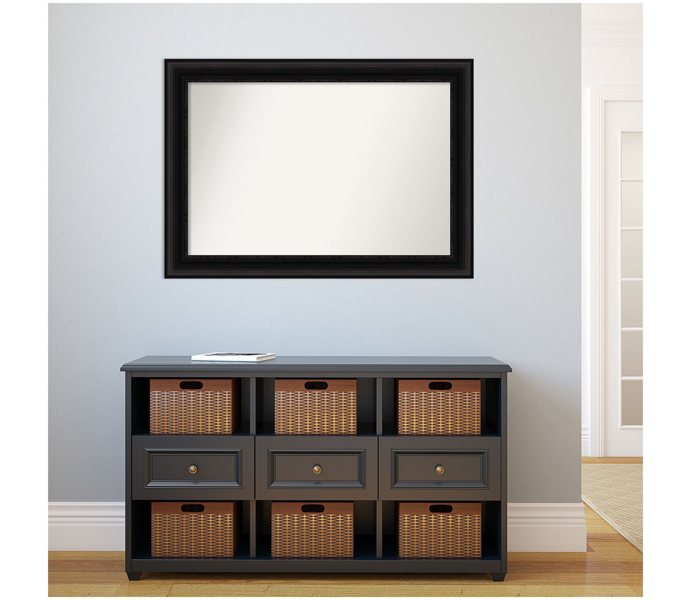 Parlor Black Non-Beveled Framed Bathroom Wall Mirror