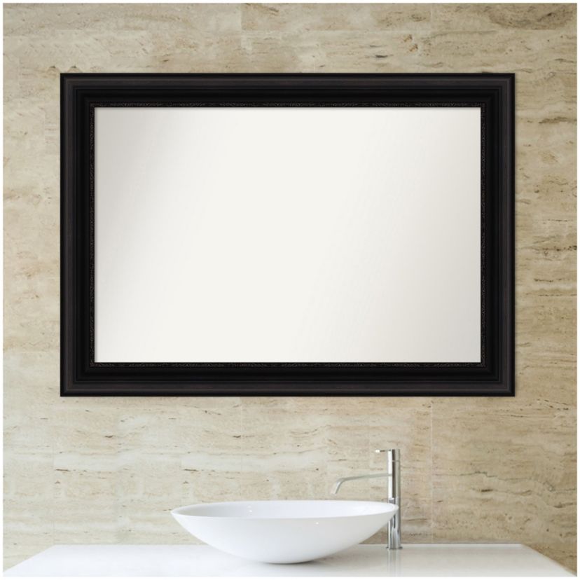 Parlor Black Non-Beveled Framed Bathroom Wall Mirror