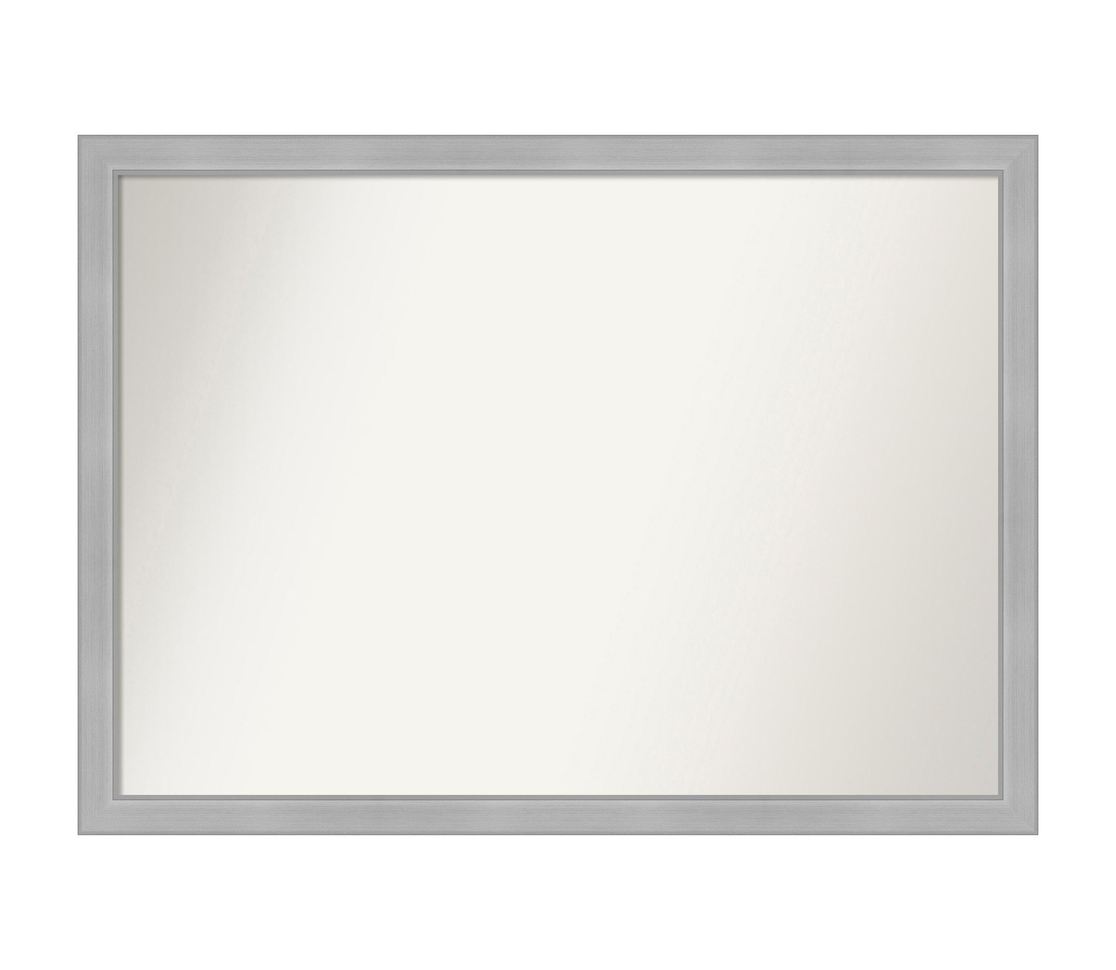 Vista Brushed Nickel Narrow Non-Beveled Framed Bathroom Wall Mirror
