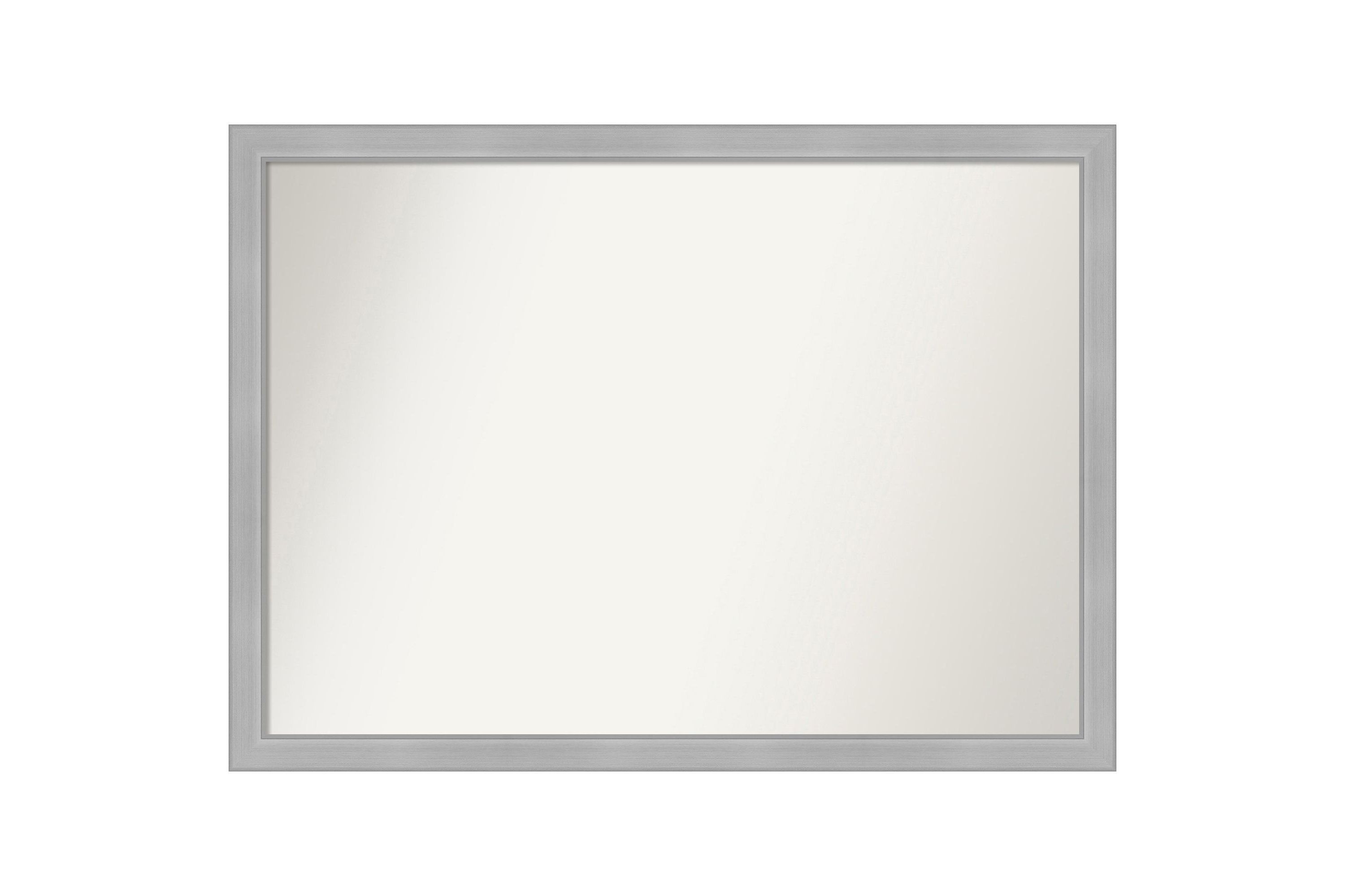 Vista Brushed Nickel Narrow Non-Beveled Framed Bathroom Wall Mirror