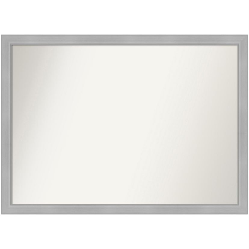 Vista Brushed Nickel Narrow Non-Beveled Framed Bathroom Wall Mirror