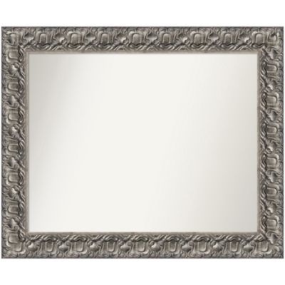 Amanti Art Silver Luxor Non-Beveled Wood Framed Bathroom Wall Mirror, Large