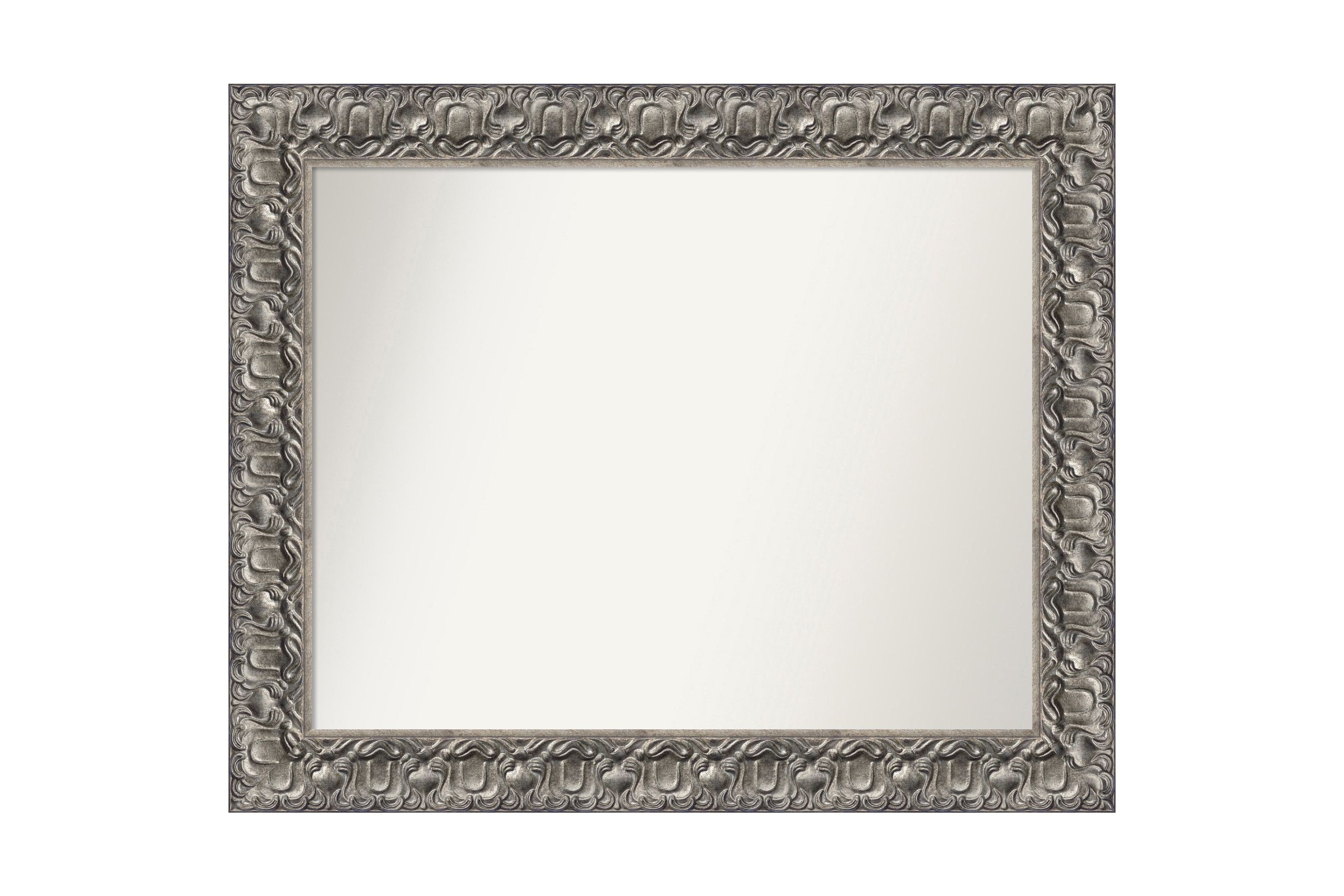 Silver Luxor Non-Beveled Wood Framed Bathroom Wall Mirror
