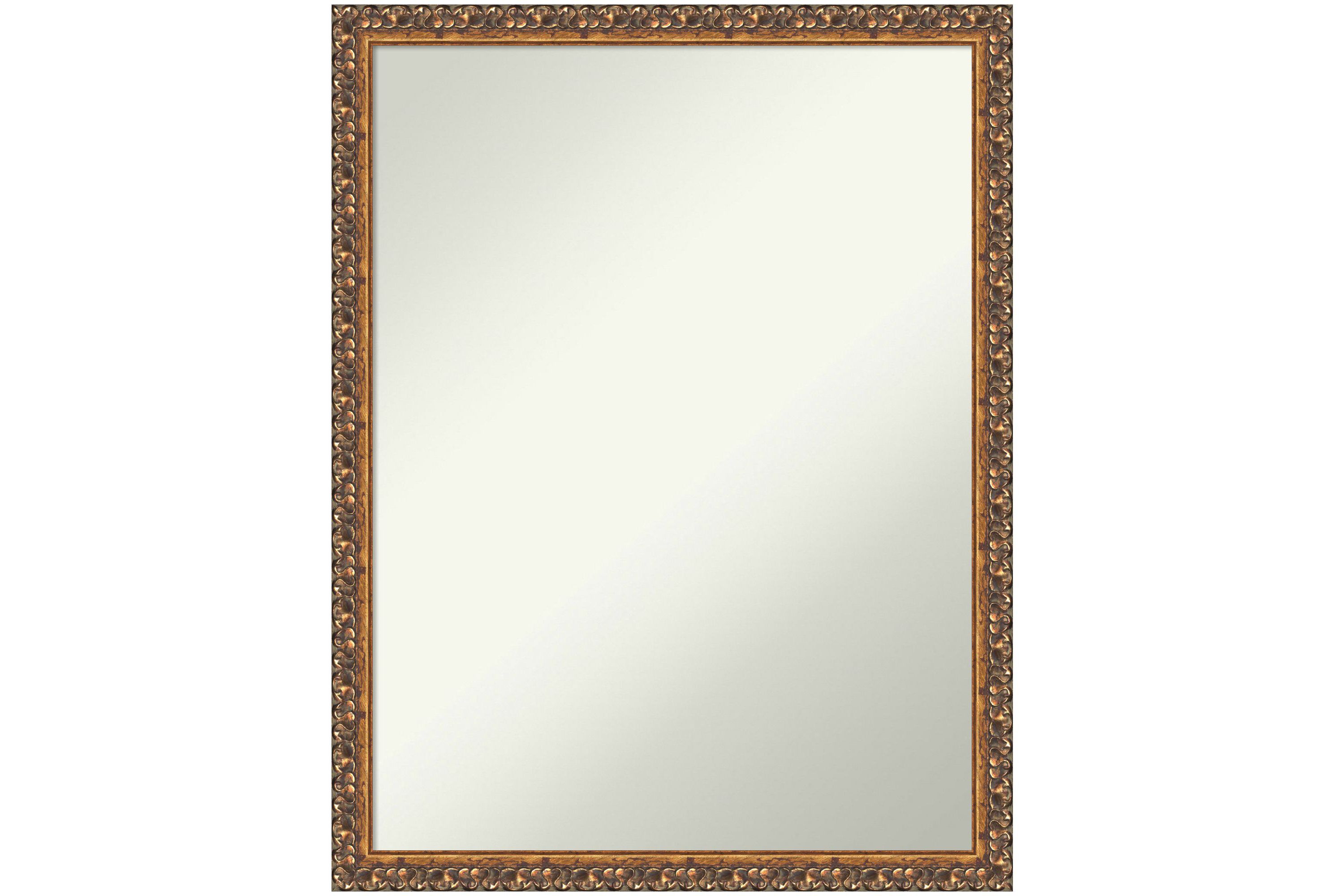 Antique Bronze Non-Beveled Wood Framed Bathroom Wall Mirror