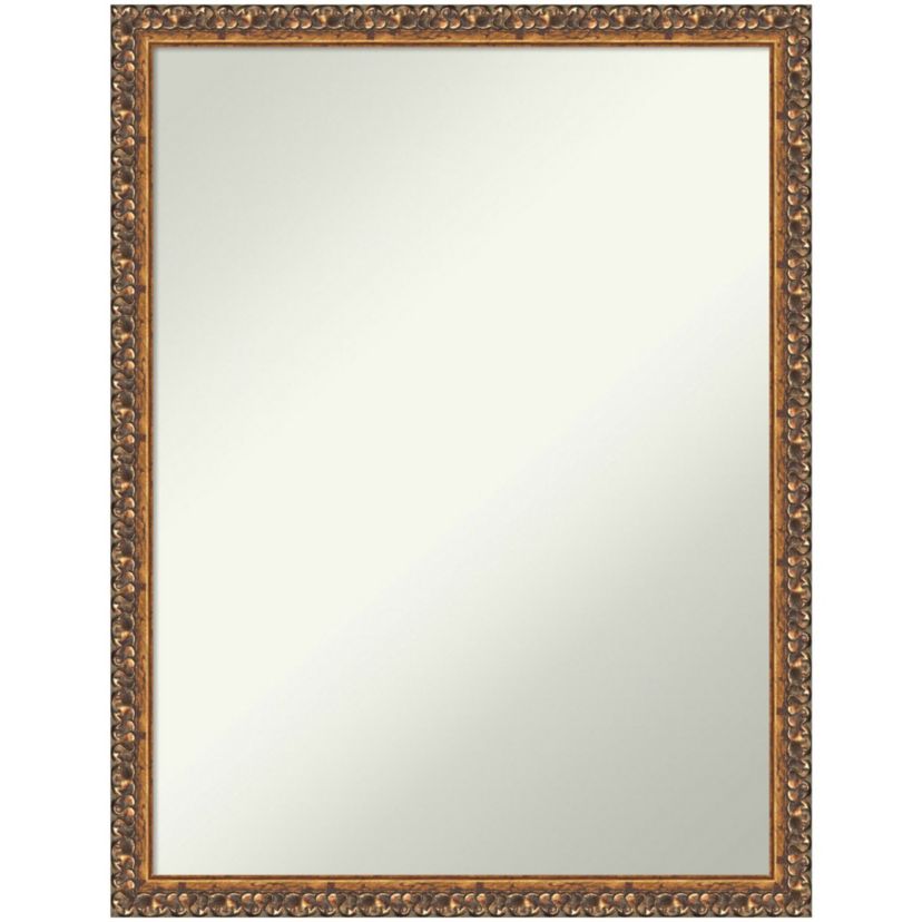 Antique Bronze Non-Beveled Wood Framed Bathroom Wall Mirror