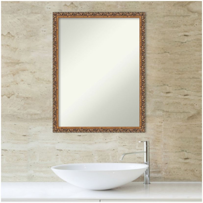 Antique Bronze Non-Beveled Wood Framed Bathroom Wall Mirror