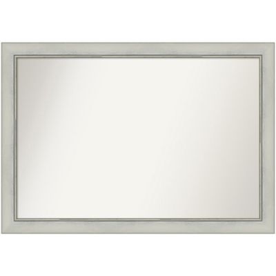 Amanti Art Flair Silver Patina Non-Beveled Framed Bathroom Wall Mirror, Large