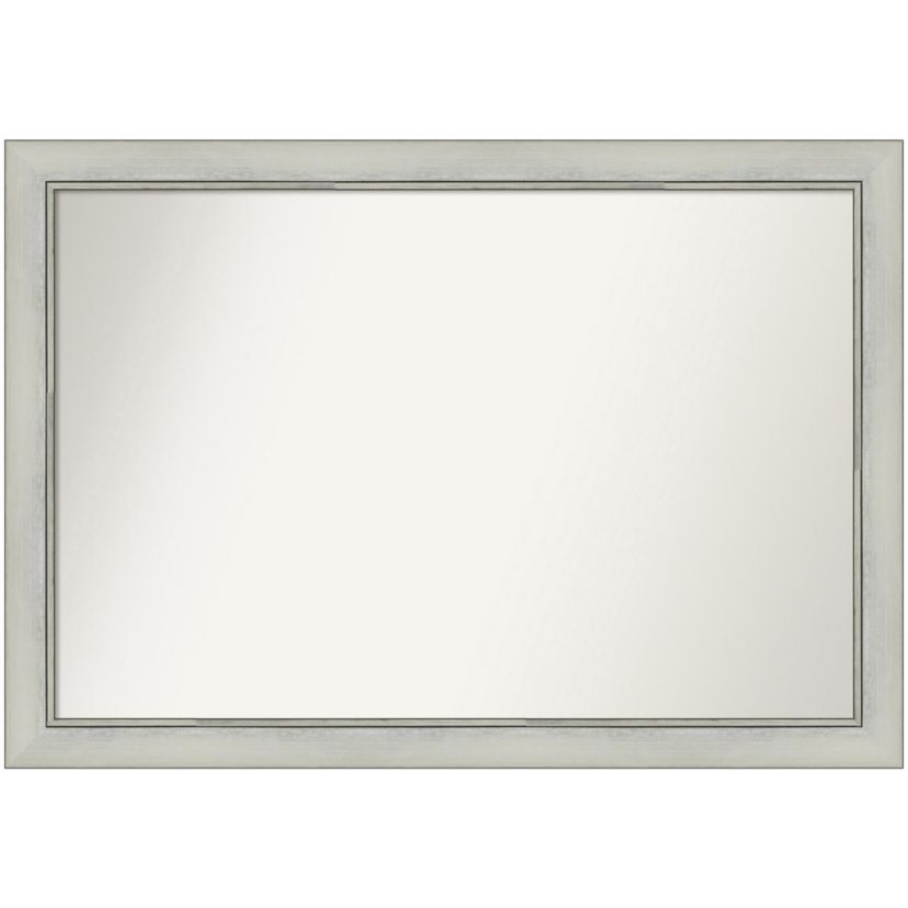 Flair Silver Patina Non-Beveled Framed Bathroom Wall Mirror