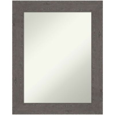 Amanti Art Rustic Plank Grey Non-Beveled Framed Bathroom Wall Mirror, Large