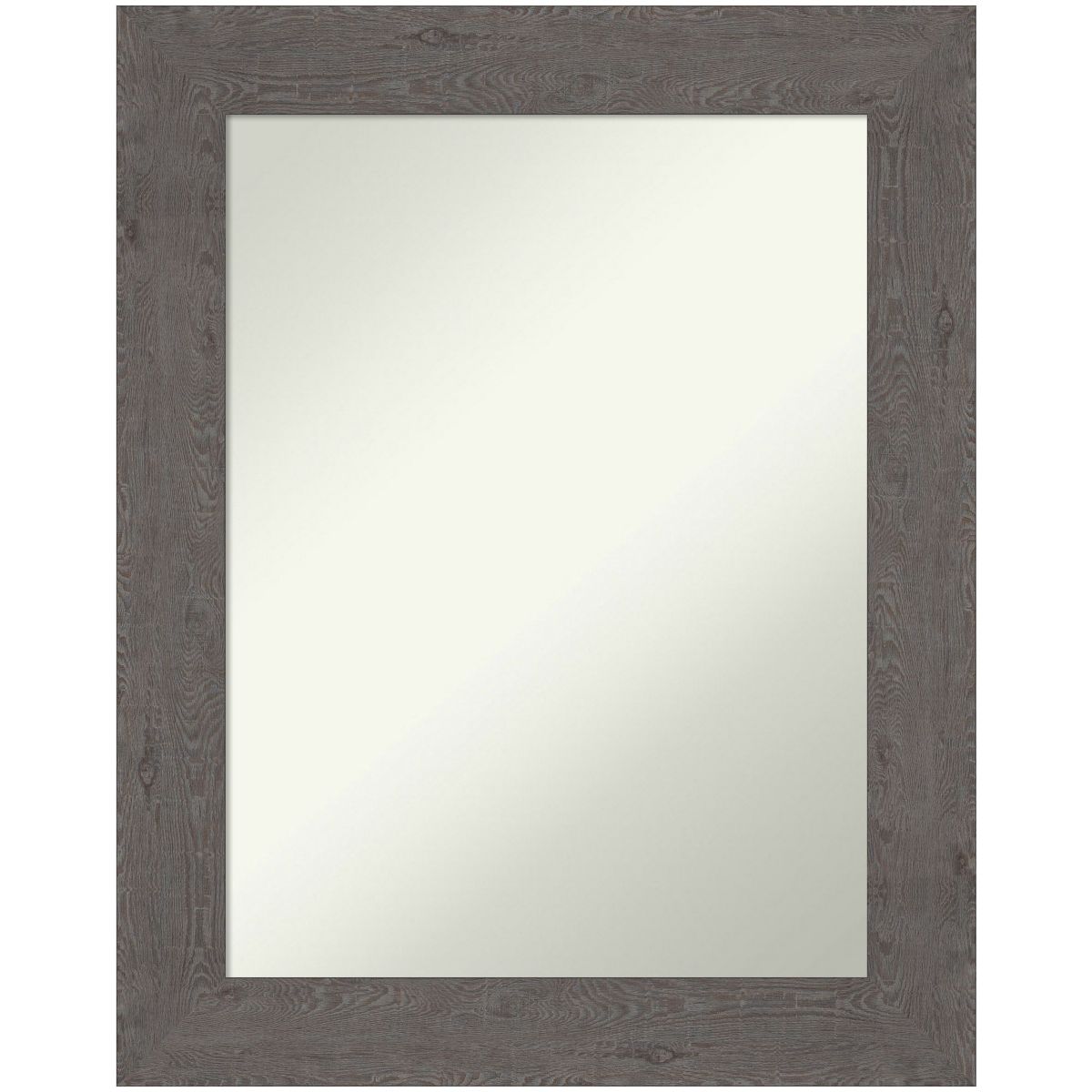 Rustic Plank Grey Non-Beveled Framed Bathroom Wall Mirror