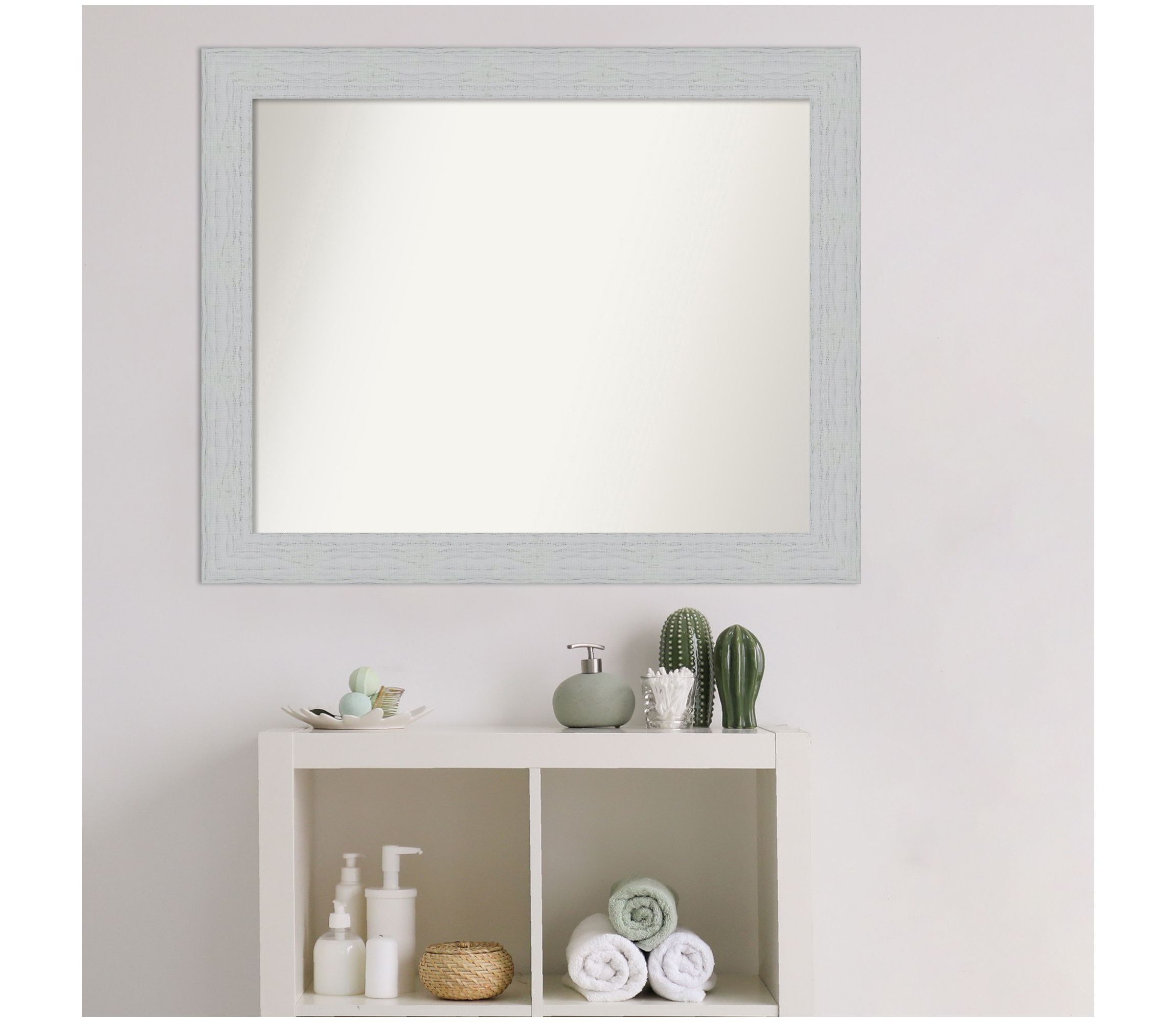 Shiplap White Non-Beveled Wood Framed Bathroom Wall Mirror