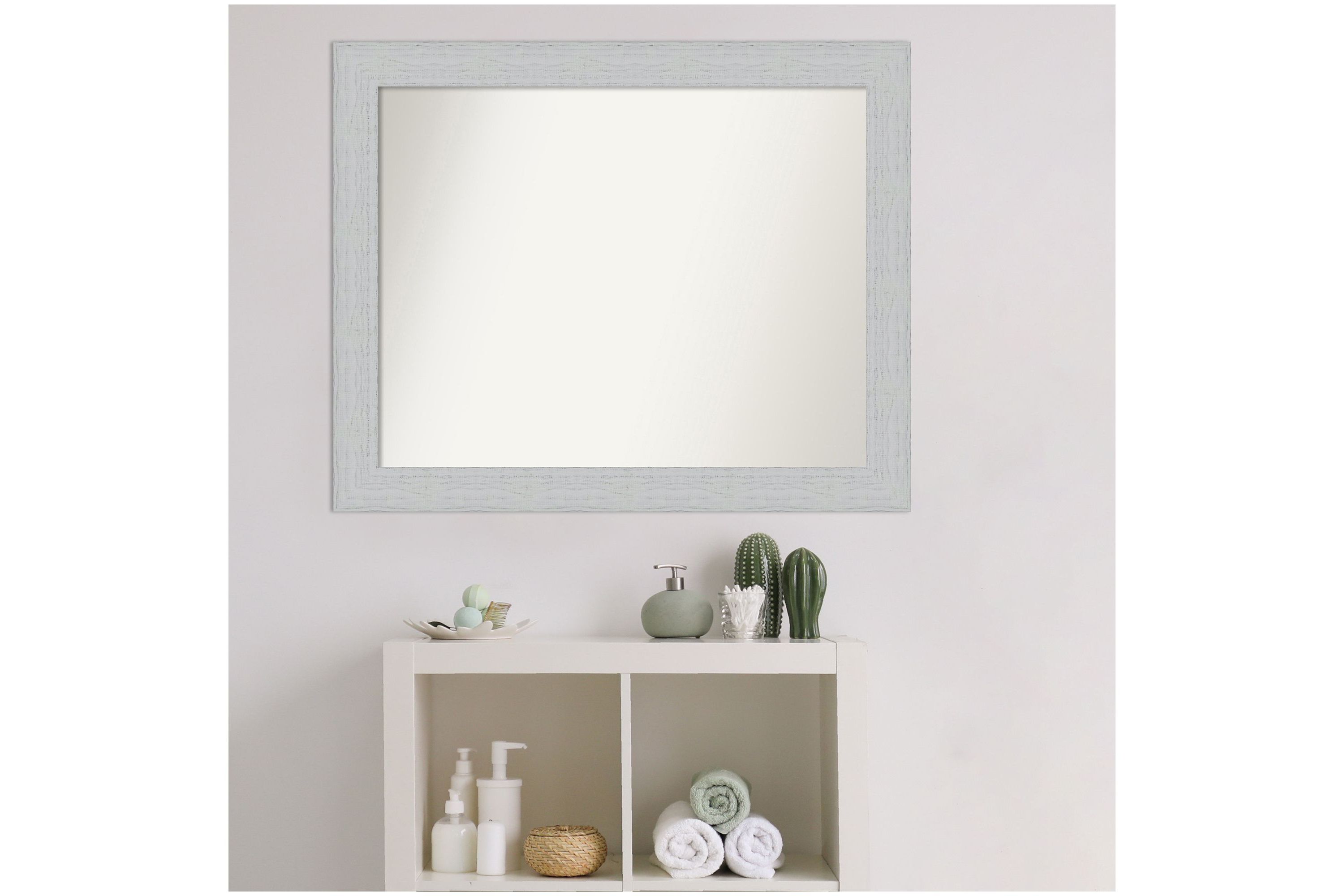 Shiplap White Non-Beveled Wood Framed Bathroom Wall Mirror