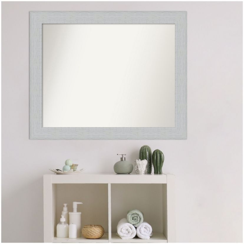 Shiplap White Non-Beveled Wood Framed Bathroom Wall Mirror